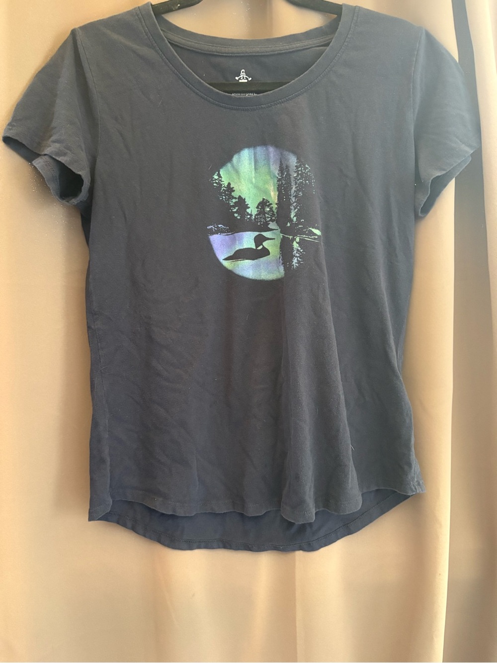 Navy Blue Graphic T-Shirt with Aurora Loon Design